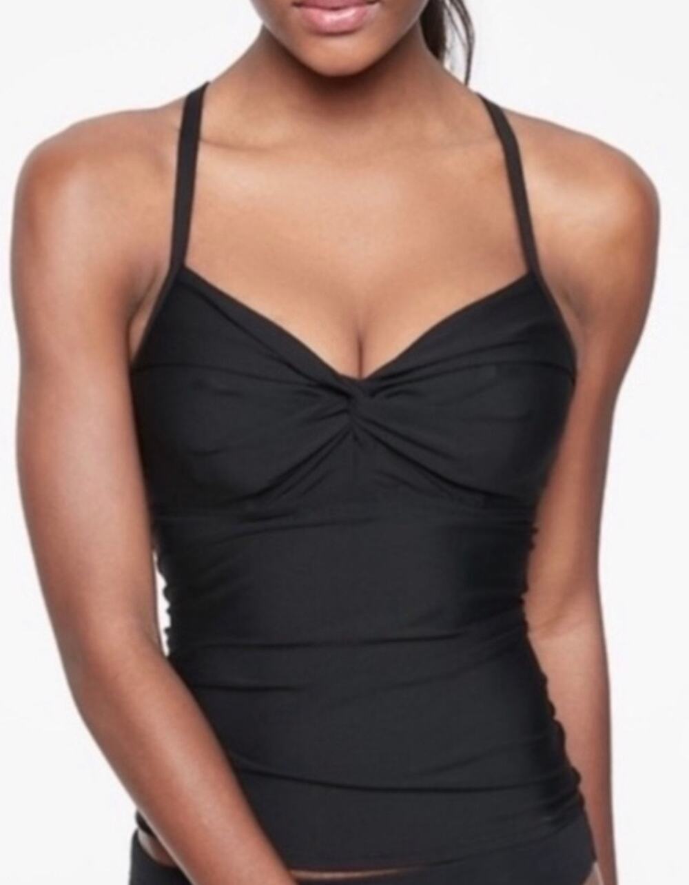 Athleta Twister Tankini Top Womens 34 D/DD Black Swim Vacation Beach Resort NWT